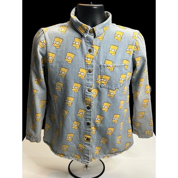 Vintage 90s Bart Simpson Denim Jacket All Over Print  Collectible Woman’s Jacket - Picture 1 of 16